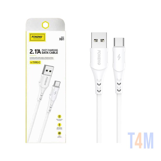 Foneng Type C Data Cable X81 2.1A 1m White